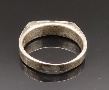 925 Silver  Vintage Oxidized Mother Of Pearl Square Dome Ring Sz 5  RG24563