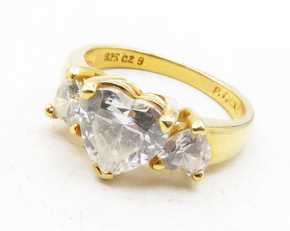 ROSS SIMON 925 Silver  Cubic Zirconia Gold Plated Cocktail Ring Sz 9  RG12261