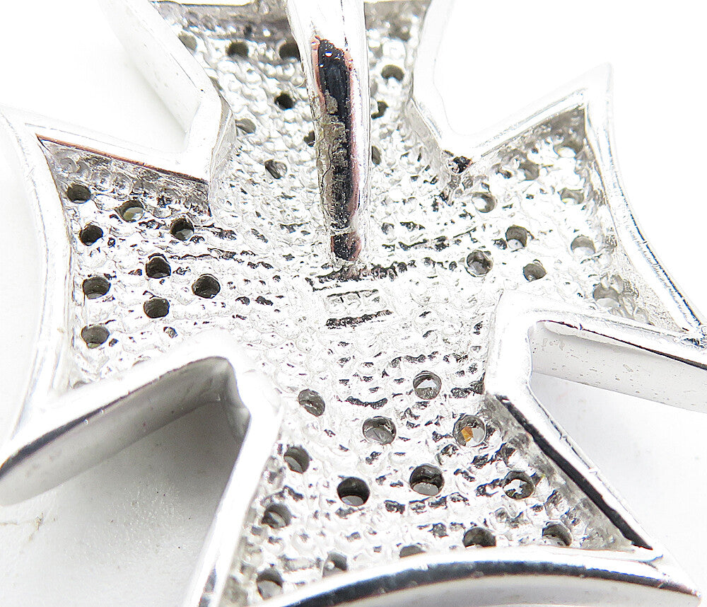 925 Sterling Silver  Sparkling Cubic Zirconia Shiny Cross Pendant  PT3304