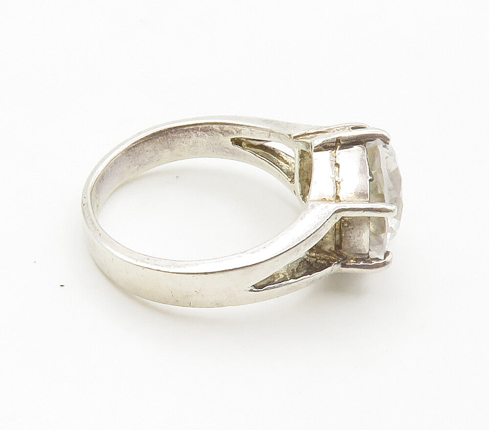 925 Sterling Silver  Prong Set Cubic Zirconia Cocktail Ring Sz 6  RG15356