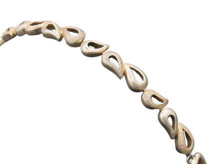 925 Silver  Vintage Modernist Rough Surface Swirly Drop Link Bracelet  BT10150