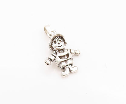 925 Sterling Silver Vintage Pendant Mini Happy Boy Charm Moves  PT24434