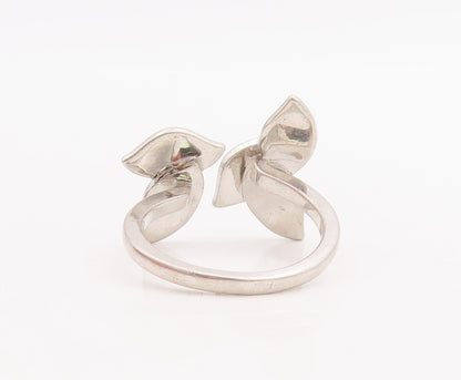 925 Sterling Silver Vintage Ring Solid Falling Leaves Cutout  Sz 8  RG28699