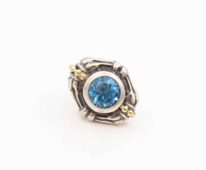 14K Gold & 925 Sterling Silver Vintage Earrings LAGOS CAVIAR Gemstone  EG14301
