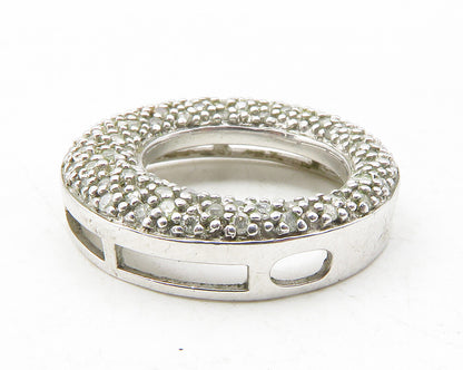 925 Sterling Silver  Genuine Diamonds Open Circle Slide Pendant  PT9728