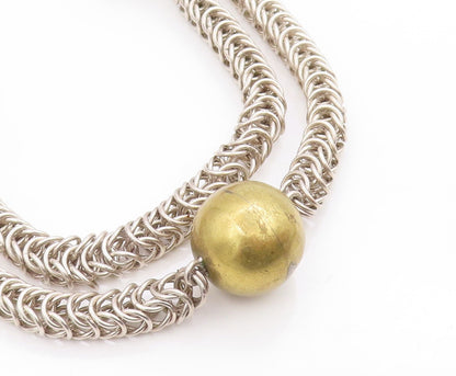 925 Sterling Silver Vintage Necklace MEXICO Triple Beaded Chain HEAVY  NE4649