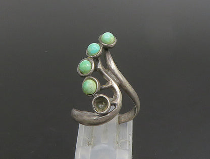 ISRAEL 925 Sterling Silver  Vintage Branch Swirl Turquoise Ring Sz 6  RG24815