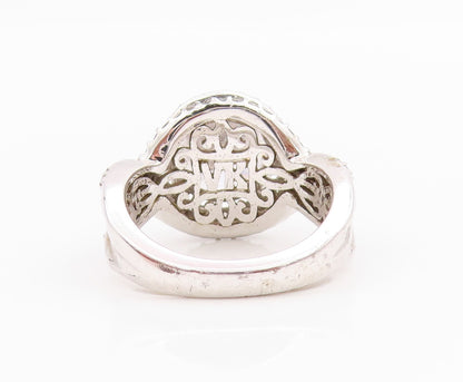 925 Sterling Silver Vintage Ring Modernist Design Topaz Bands  Sz 6  RG33126