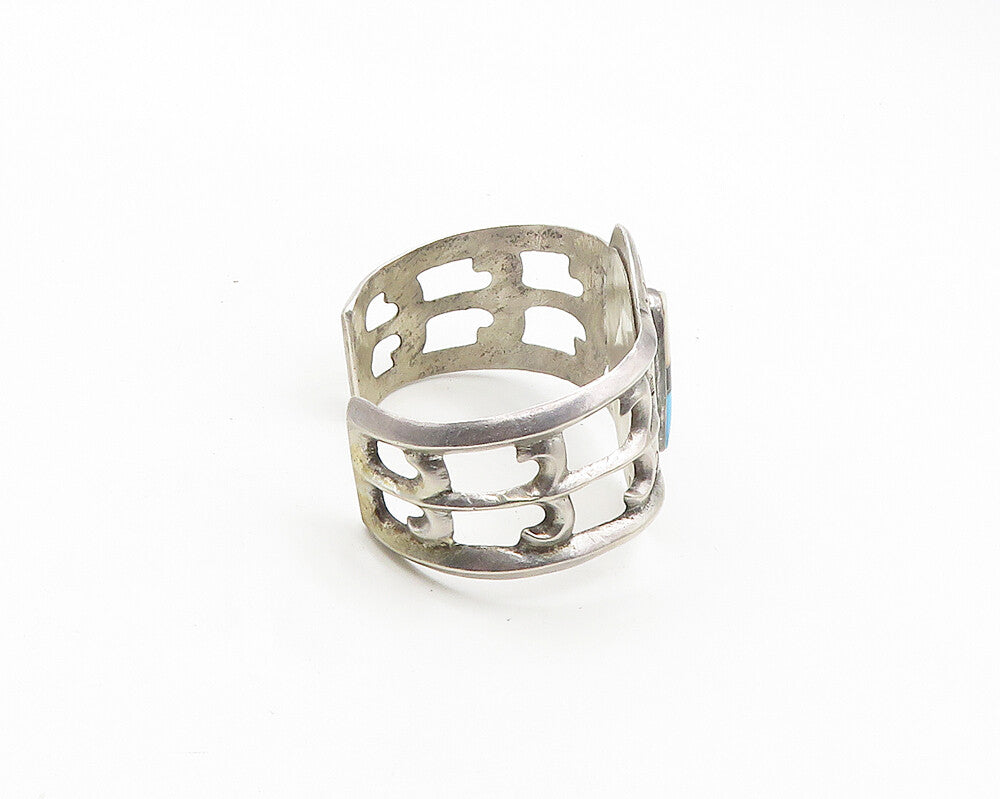 DH ZUNI NAVAJO 925 Sterling Silver Vintage Mother Of Pearl Cuff Bracelet  BT7535
