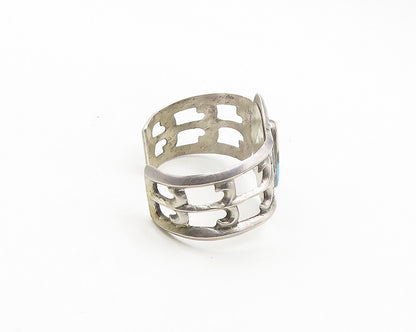 DH ZUNI NAVAJO 925 Sterling Silver Vintage Mother Of Pearl Cuff Bracelet  BT7535