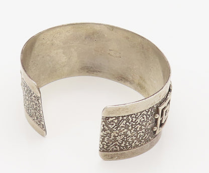 DANECRAFT 925 Silver  Vintage Antique Carved Greek Key Cuff Bracelet  BT9790
