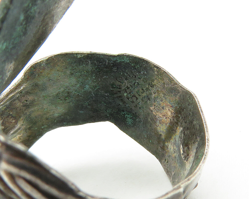 925 Sterling Silver  Vintage Antique Grape Bunch Bypass Band Ring Sz 7 RG17421