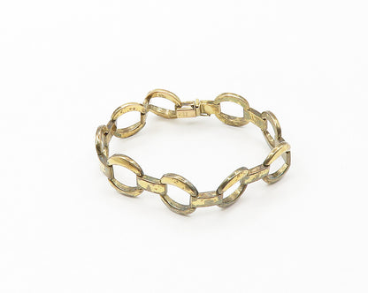 925 Sterling Silver  Vintage Gold Plated Hinge Link Chain Bracelet  BT6901