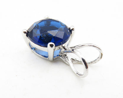 925 Sterling Silver  Shiny Blue Topaz Stud Earrings & Pendant Set  TR1828