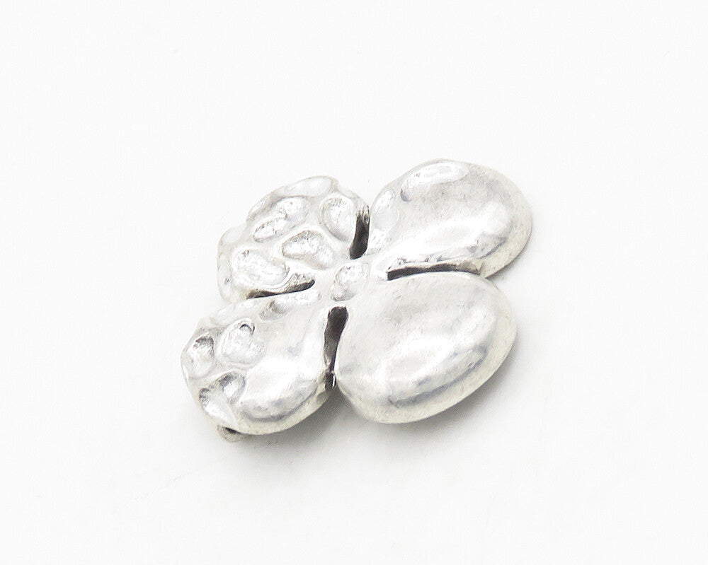 925 Sterling Silver  Vintage Shiny Patterned Flower Motif Pendant  PT15238