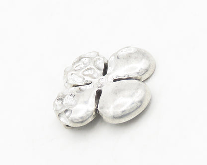 925 Sterling Silver  Vintage Shiny Patterned Flower Motif Pendant  PT15238