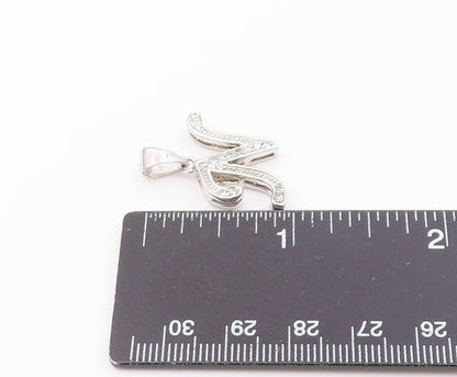 925 Sterling Silver  Vintage Shiny Topaz N Initial Drop Pendant  PT18979