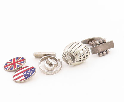 925 Sterling Silver Vintage Cufflinks Enamel Designer Single Pieces  TR4238