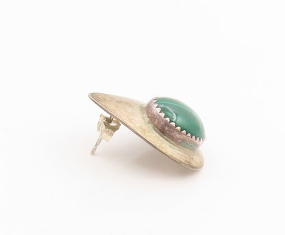 925 Sterling Silver Vintage Earrings MOQUINE NAVAJO Malachite Teardrops  EG13724