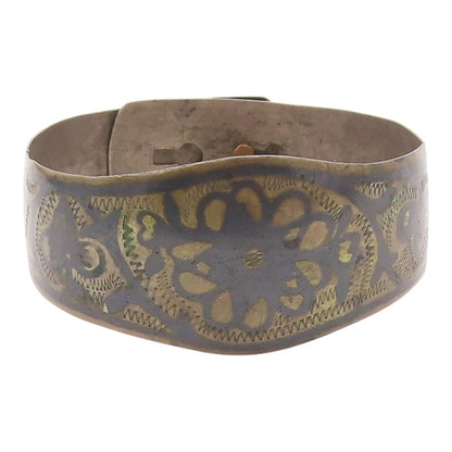 EAST EUROPE 925 Silver  Vintage Antique Etched Floral Bangle Bracelet  BT9576