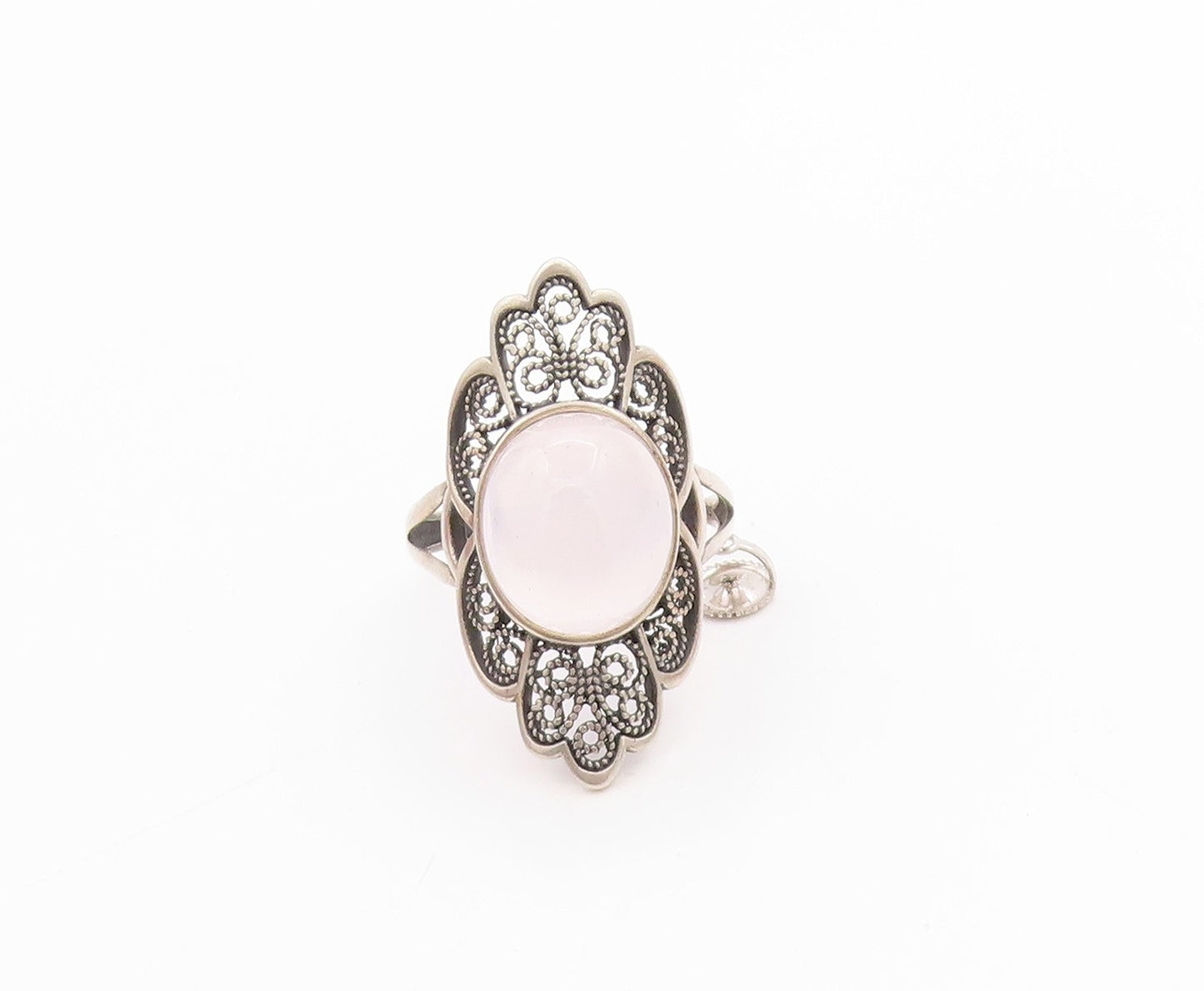 925 Sterling Silver Vintage Ring EUROPE Cabochon Gemstone Carved  Sz 12  RG32879