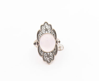 925 Sterling Silver Vintage Ring EUROPE Cabochon Gemstone Carved  Sz 12  RG32879