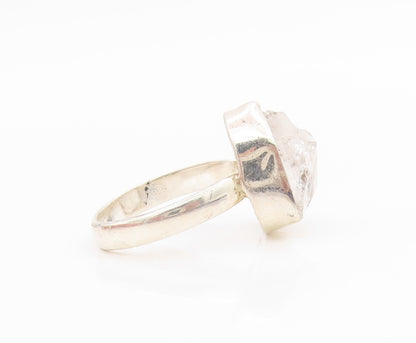 925 Sterling Silver Vintage Ring Modernist Quartz Solitaire Band  Sz 7  RG34608