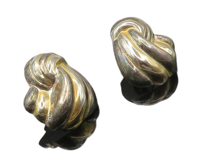 925 Sterling Silver  Vintage Fluted Ribbon Hollow Drop Earrings  EG7875