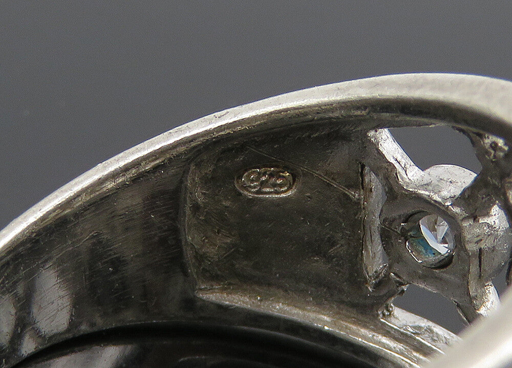 925 Sterling Silver  Vintage Cubic Zirconia Open Design Band Ring Sz 7 RG20506