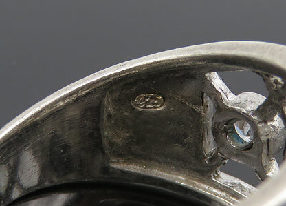 925 Sterling Silver  Vintage Cubic Zirconia Open Design Band Ring Sz 7 RG20506