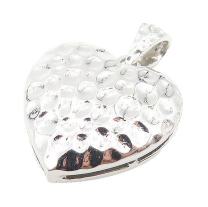 925 Sterling Silver  Shiny Petite Hammered Love Heart Drop Pendant  PT8695