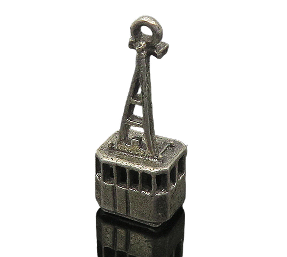 925 Sterling Silver  Vintage Petite Dark Tone Cable Lift Pendant  PT8543