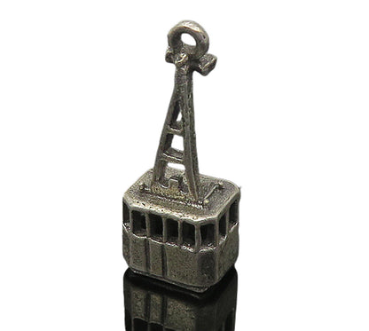 925 Sterling Silver  Vintage Petite Dark Tone Cable Lift Pendant  PT8543