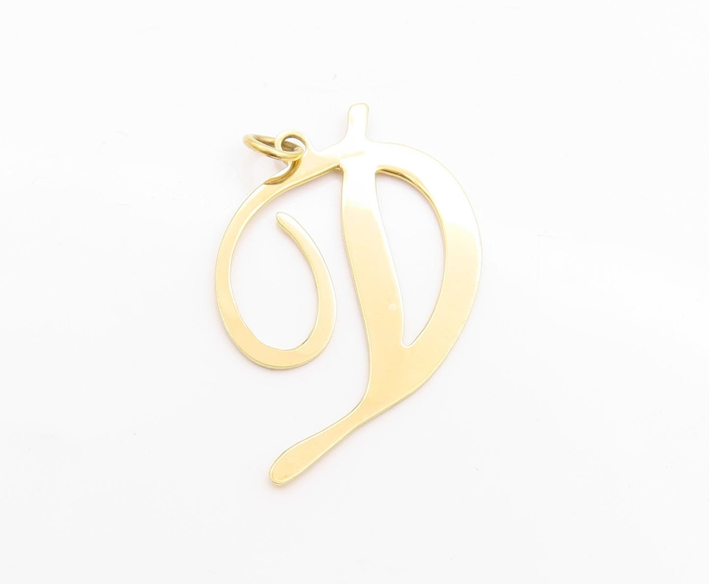 925 Sterling Silver Vintage Pendant Gold Plated calligraphed Alphabet D PT24608