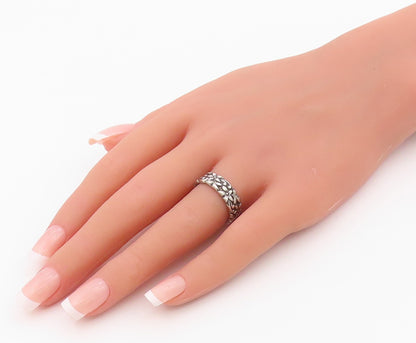 925 Sterling Silver Vintage Ring Carved Daisy Floral Vine Band  Sz 7.5  RG36318