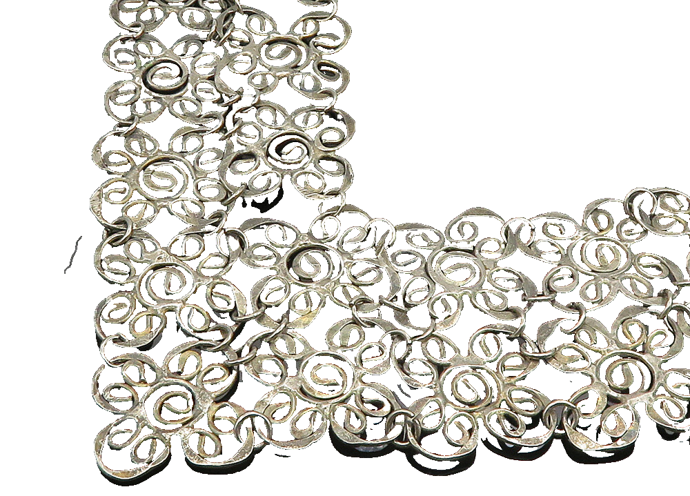 925 Sterling Silver  Vintage Dark Tone Spiral Flower Chain Necklace  NE3311