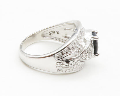 ROSS SIMON 925 Silver  Sapphire & Genuine Diamond Band Ring Sz 8  RG13918