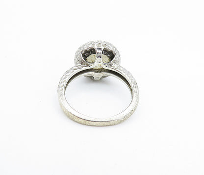 925 Sterling Silver  Vintage Druzy Stone Hammered Cocktail Ring Sz 6  RG7638