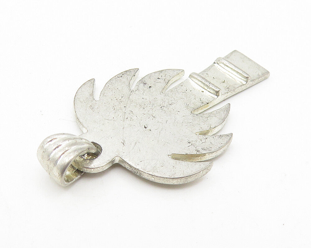 925 Sterling Silver  Vintage Palm Tree Motif Smooth Drop Pendant  PT9242