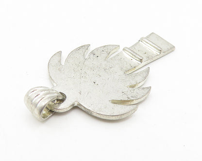 925 Sterling Silver  Vintage Palm Tree Motif Smooth Drop Pendant  PT9242