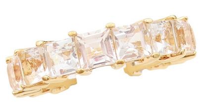 925 Sterling Silver Vintage Ring Gold Plated Square Cut Topaz Band  Sz 7 RG30385