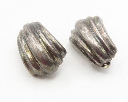 925 Sterling Silver  Vintage Dark Tone Curved Non Pierce Earrings  EG6071