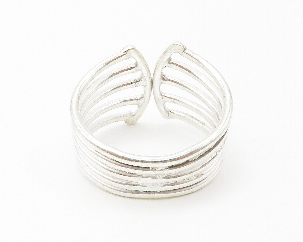 925 Sterling Silver  Shiny Split Design Tapered Band Ring Sz 10  RG14580