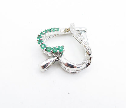 925 Sterling Silver  Genuine Diamonds & Green Topaz Love Heart Pendant  PT5716