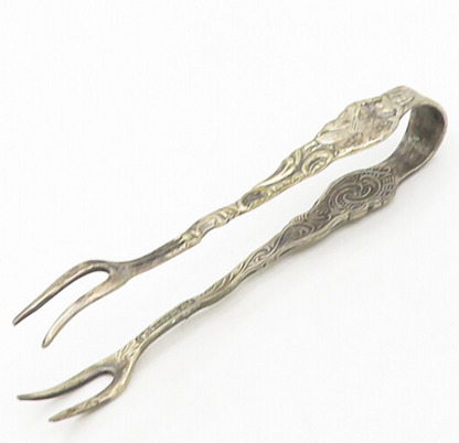 SWEDEN 925 Sterling Silver  Vintage Woman In Dress Dark Tone Tongs  TR2452