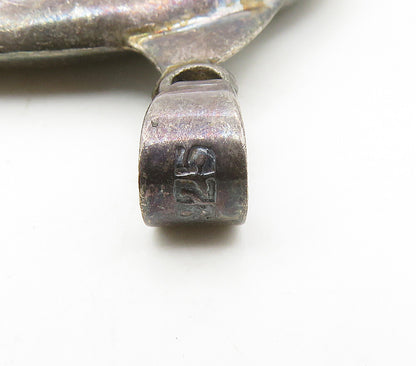 925 Sterling Silver  Vintage Dark Tone Dolphin Motif Animal Pendant  PT13345