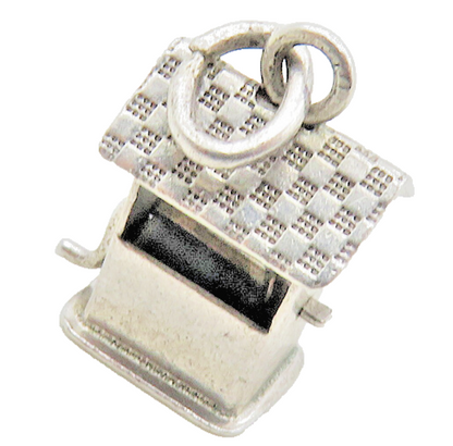 925 Sterling Silver  Vintage Petite Dark Tone Water Well Motif Pendant  PT6845