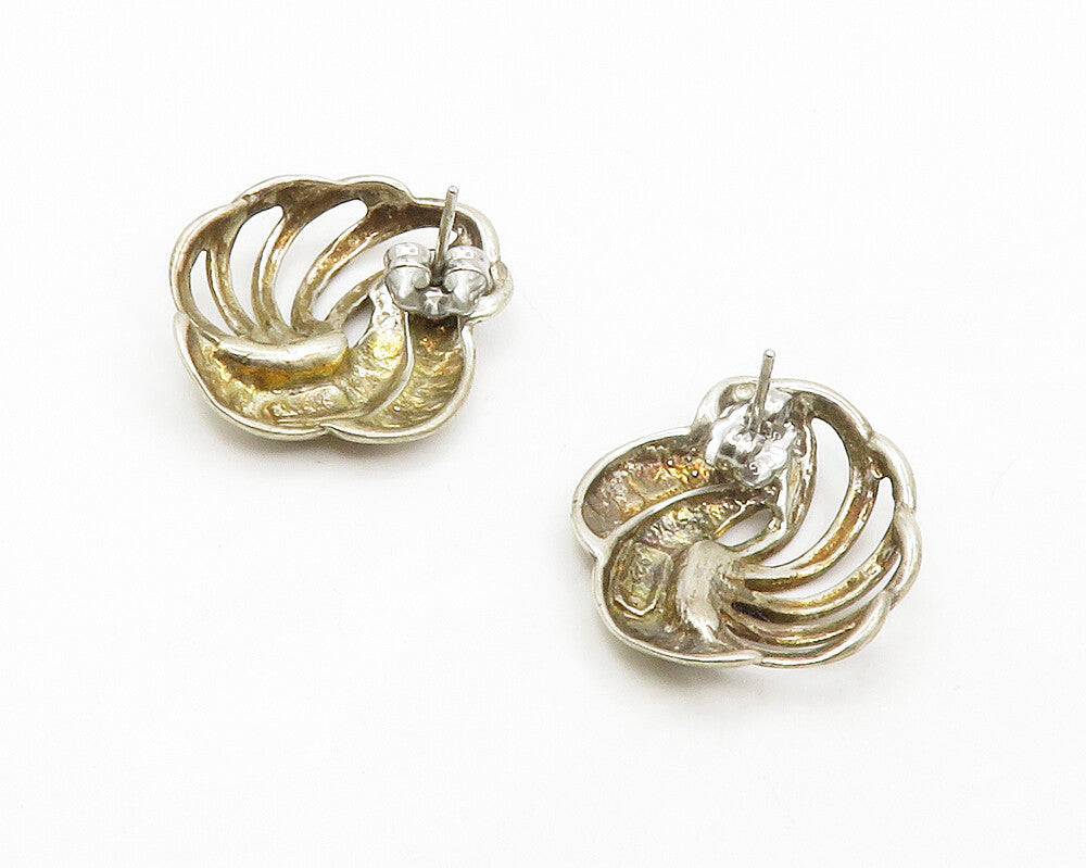 925 Sterling Silver  Vintage Cutout Swirl Design Shiny Drop Earrings  EG6978