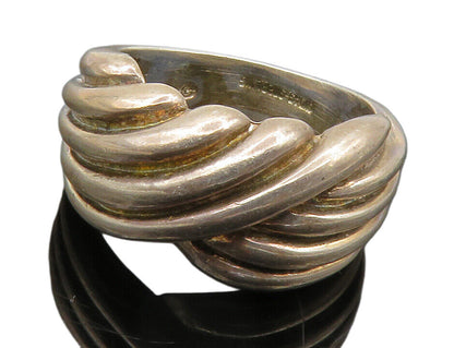 MIDAS 925 Sterling Silver  Vintage Dark Tone Fluted Band Ring Sz 6  RG13162