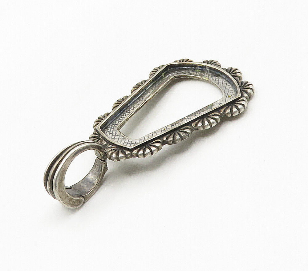 CAROLYN POLLACK 925 Silver  Vintage Etched Floral Border Pendant  PT12241